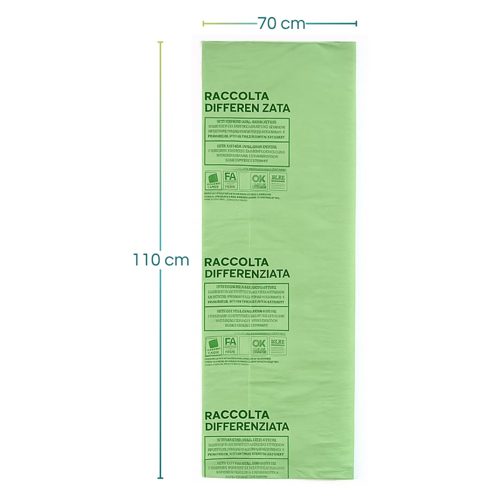 VIRSUS Bolsas de recogida húmeda y orgánica, 70 x 110 cm (110 litros), 100 unidades biodegradables y compostables