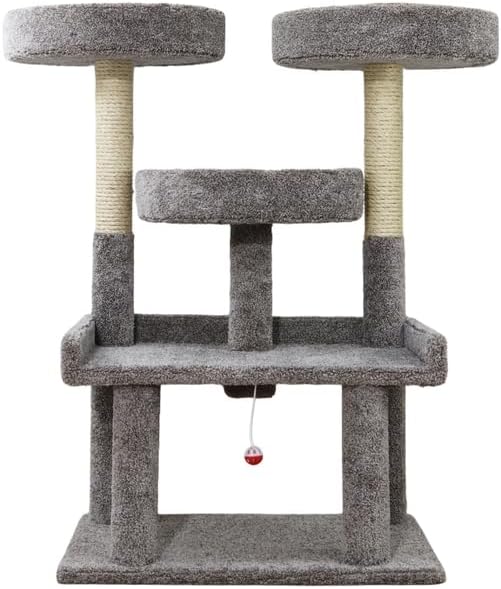 Rustic Recluse Trees 46-in XXL Heavy Duty Tree, Gray 46" H x 30" W x 24" D Extra Large Cat Tree with Sturdy Construction and Multiple Platforms for Play