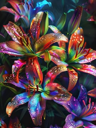 Diamond painting adulte couleur lys 5D kit complet de broderie diamant 50x65cm