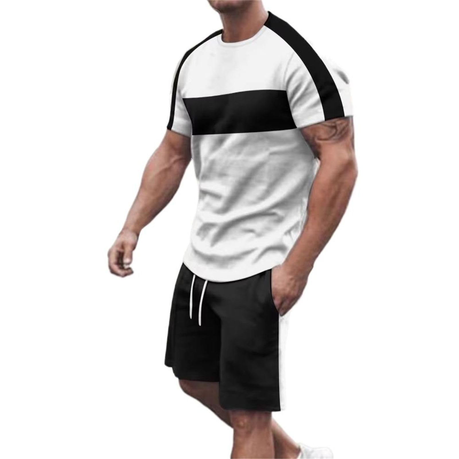 Set da uomo fitness traspirante, maglietta casual e pantaloncini estate