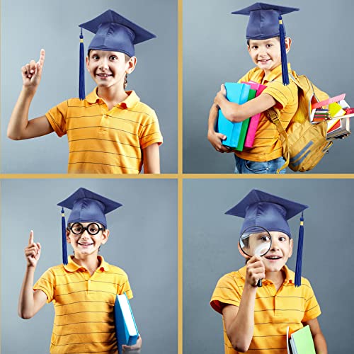 10 Pcs Kids Graduation Caps Bulk With Tassel Preschool Kindergarten Adjustable Size Graduation Hat For Toddler (Navy Blue) #TOP4
