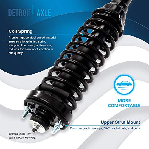 Image of Detroit Axle - 2 Rear Ready Struts for 1996-2000 Honda Civic 1997-2000 EL, Complete Struts & Coil Spring Assembly 1998 1999 Replacement Quick Install Ready Struts Shocks