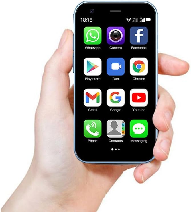 Mini 3G Smartphone Unlocked, 3.0" HD Android Dual Sim Quad Core Face ID Mini Premium Child Small Cell Phone World's Smallest Student Pocket Cellphone, 2+16GB Blue