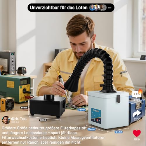 Lötrauchabsaugung Fumeclear FC2001A mit 120 bis 180 m³/h Absaugleistung
