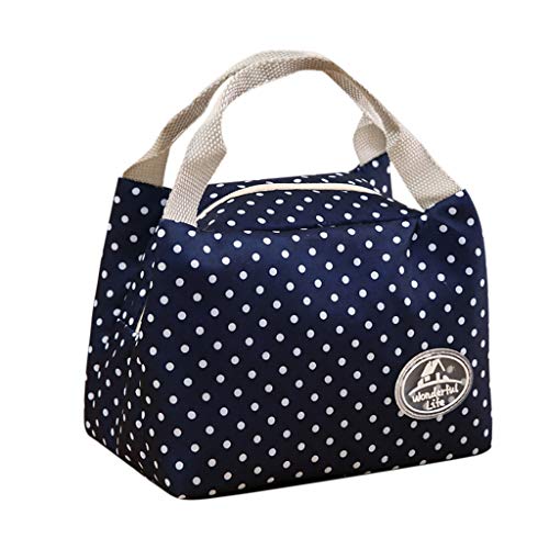 Viewk Sac Isotherme Repas Portable Sac à Déjeuner Femme Sac Transport Repas Lunch Bag Sac Glacière Isotherme Grande Capacité Sac Lunch Box pour Femmes et Enfant Travail Ecole Pique-Nique (Marine) Cover