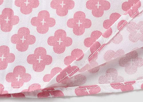 Smling Pinker Baby Toddler Girls Summer Floral Cotton Dresses Square Neck Puff Sleeve Party Dress With Sash Belt(Pink,4 Years) #TOP7