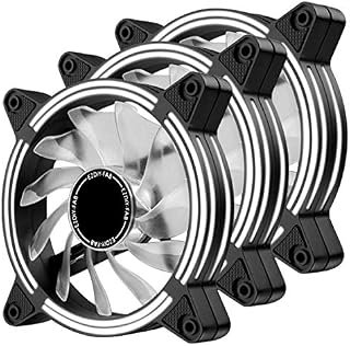 EZDIY-FAB 120mm White LED Fan, Dual-Frame LED Case Fan for PC Cases, High Airflow Quiet,CPU Coolers, and Radiators,3-Pin-3-Pack