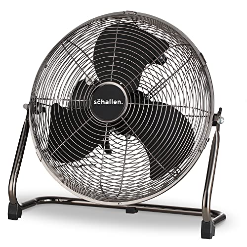 Schallen Gunmetal Grey Black Metal High Velocity Cold Air Circulator Adjustable Floor Fan with 3...