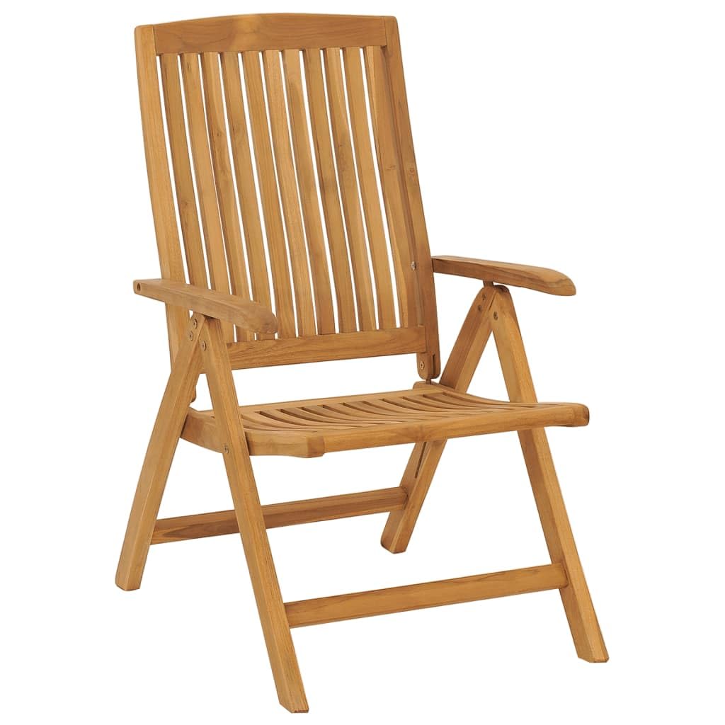 Sedie da giardino in teak con cuscino, 4 pezzi, in legno massiccio, regolabili, pieghevoli, portata: 110 kg, per balcone, terrazza, giardino, impermeabile