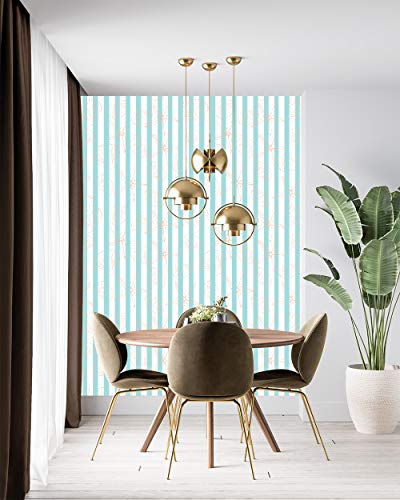 Image of DWELLSINDIA Sea Creatures in Stripes Self Adhesive Wallpaper Waterproof, Scratch Resistant, Laminated 41cm x 244cm