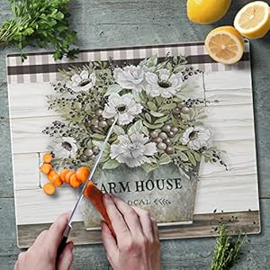 CounterArt Vintage Farmhouse 3mm Tempered Glass Cutting Board 15” x 12” Manufactured in the USA Serving Board Charcuterie Board Dishwasher Safe CounterArt Vintage Farmhouse 3mm Tempered Glass Cutting Board 15 x 12 Manufactured in the USA Serving Board Charcuterie Board Dishwasher Safe