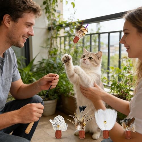 Enrichissement pour chat avec canne interactive réglable et accessoire d'exercice