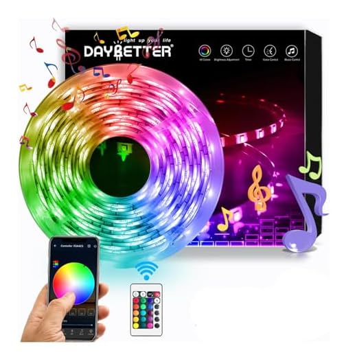 DAYBETTER LED Strip Lights, Smart LED Lights 16.4ft Waterproof 5050 RGB 150 LEDs Color Changing Controlled by Phone APP, Sync to Music, WiFi LED Strips Work with Alexa, Google Assistant for Bedroom