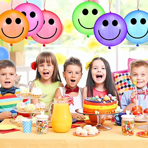 30 Pieces Punch Balloons For Kids 18 Inch Cute Smile Punching Balloon Heavy Duty Punch Balloons With Rubber Band Handles For Birthday Party Favors Gift Bag Fun Games Supplies(Smile Style) #TOP2