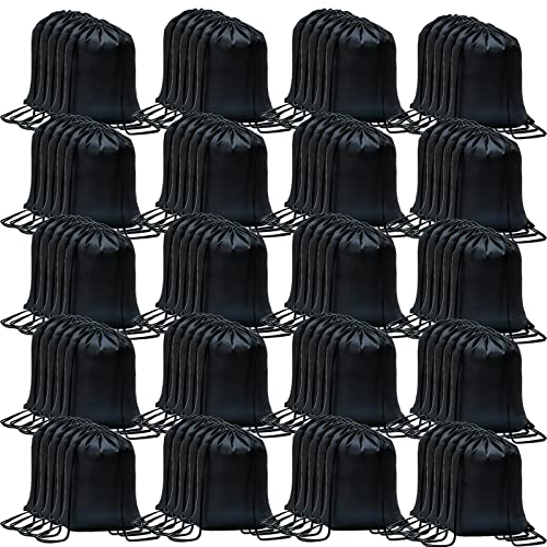 Caihong 100 Pcs Drawstring Backpack Bulk String Bags Cinch Sack For Gym, Yoga, Shopping, Sports, Hiking Or Gifts For Women And Men, Black #TOP14