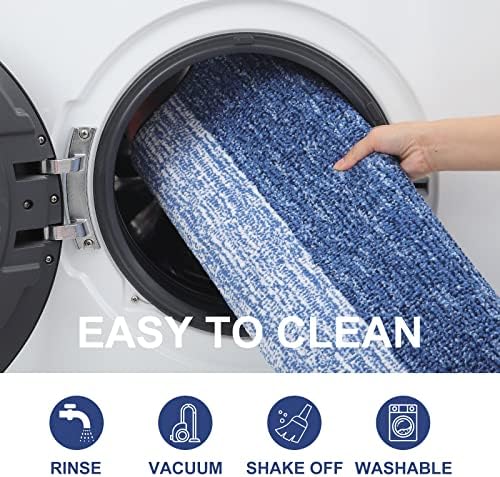 Homaxy Door Mats Indoor, Machine Washable Soft Doormats, Dirt Trapper Door Mat, Super Absorbent Entrance Rug, Non-slip Floor Mats For Inside, Front Back Door, Pets and Dogs (50 X 80 cm, Navy Blue)
