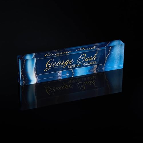 Placa de nombre personalizada para escritorio, placa de nombre para escritorio de oficina, bloque de vidrio acrílico, placa de identificación de