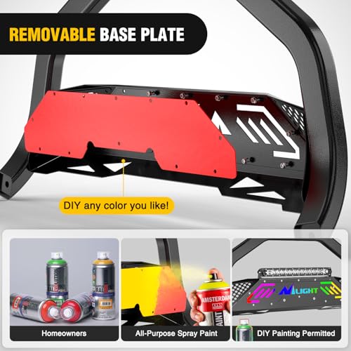 Nilight Bull Bar with Light fits Dodge Ram 1500 New Body 2019-2024 (Not fit Rebel,TRX,Classic & 20-22Diesel) Front Bumper Grille Brush Push Guard with Skid Plate Licence Hole Black by Nilight - Image 5