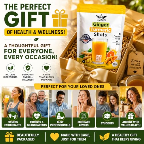 Image of Ginger Shots | Daily Wellness Ginger Turmeric Blend with Piperine, Zinc & Vitamins | Supports Immunity, Gut Health & Daily Vitality - 200g - Made in USA