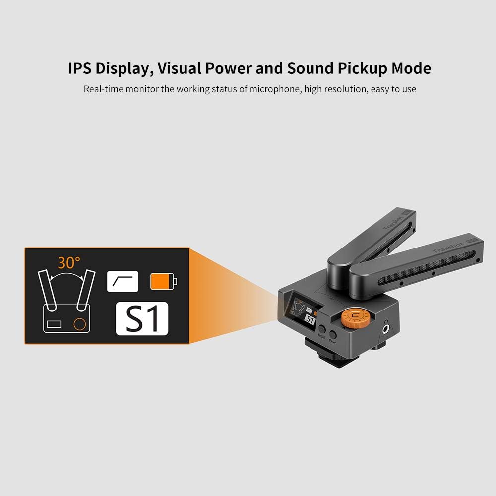 ❤ Crazy Deals COMICA Traxshot Shotgun Microphone with Rotatable Dual-Capsule, Mono/Two-Level Stereo/Front and Rear Pattern Switching, IPS Display, Stepless Gain Control, with Innovative Air-Float Shock Mount