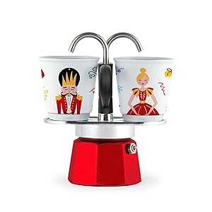 Bialetti Cascanueces, Moka Mini Express con 2 tazas, Porcelana