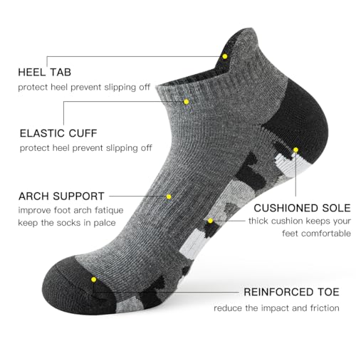 JOYNÉE 6 Pairs Mens Ankle running Socks Men Low Cut Athletic Socks with Tab3