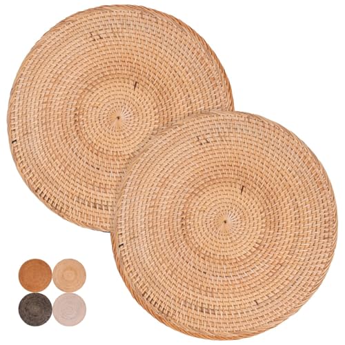 Decvel Natural Rattan Placemats, 13-Inch 2-Pack