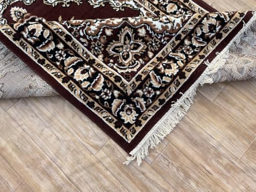Image of TTC THREAD & TEXTURE CARPET Traditional Comfort: Power-Loomed Carpets for Living Room- Every Space Area Rug Color Brown Size 4x5.5 Feet (110x173cm)