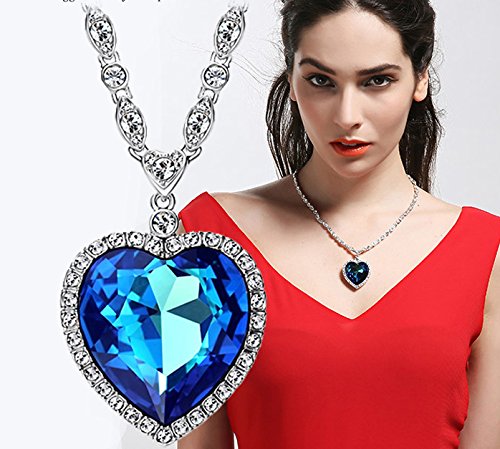 Ananth Jewels Swarovski Crystal Blue Titanic Ocean Heart Necklace Jewellery for Women - Image 3