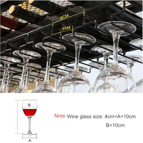 Image of 47.2IN Ceiling Wine Glass Rack with light, Acrylic Hanging Wine Rack with Glass Holder and Transparent Shelves, Wine Bottle Holder Goblet Stemware Racks Modern Home Bar Coffee Decor Rack(120CM)