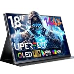 UPERFECT 18" QLED Portable Monitor, 2K 2560×1600, 144Hz Gaming Display, 500 Nits Brightness, FreeSync HDR, 100% DCI-P3, Ultra-Slim USB-C/HDMI Monitor for Laptop PC Phone Game Console, VESA Mount