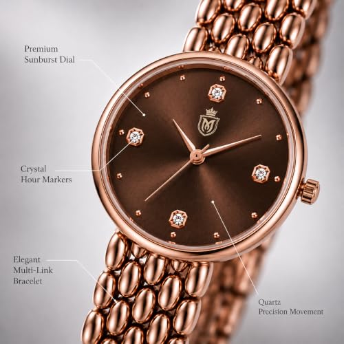 Image of MOOVER Analog Watch for Women & Girls | Luxury Bracelet Style Ladies Wrist Watch | Crystal Dial with Premium Stainless Steel Chain Strap | Fashion Watch for Daily Wear, Party & Gift