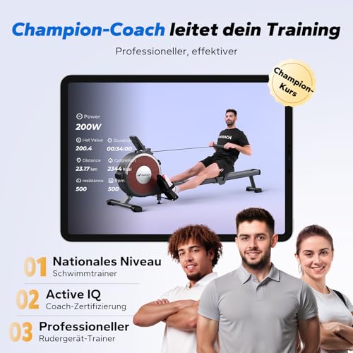 MERACH Rudergerät für Zuhause, 16 Widerstandsstufen, Leises Magnetisches Rudergerät, per App...