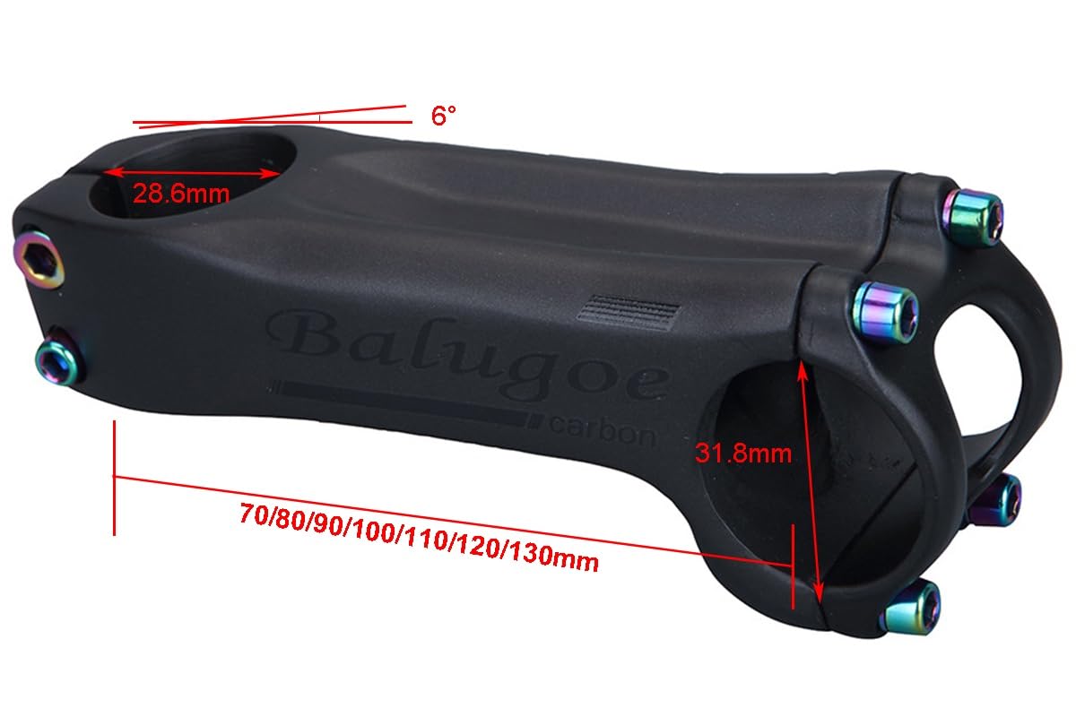 Potence Vélo Carbone T800/T1000 - Route & VTT - 70-130 Mm - 6/17° - Noir
