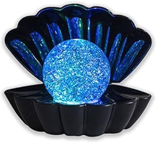 Eyesome Black Stunning Clam Colour Changing Glitter Sea Shell Pearl Mood Water Lamp - USB / Battery Operated Night Desktop Bedside Table Relaxing Light Ornament Home Decor Xmas Gift