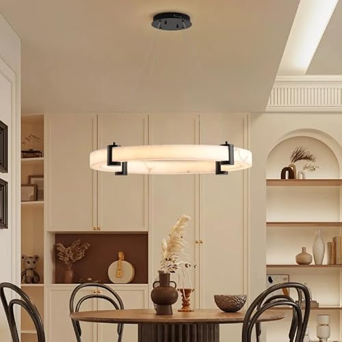 Modern Chandelier, Modern Ring Marble Ceiling Chandelier Dimmable Dining Room