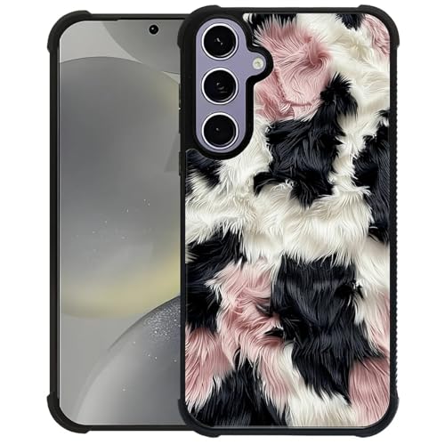 Tapis en fourrure imprimé vache rose pour coque Samsung Galaxy S24 S25 antichoc