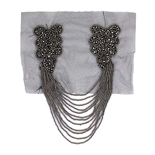 Handmade Beads Floral Tassels Patches Epaulets Shoulder Board Applique Collar Patches Badge for Women Sewing 2 Pieces - Image 2