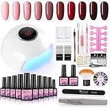 Saint-Acior Esmalte Semipermanente 10pcs Kit de Pintauñas Gel Semipermanentes Larga Duración con Base Top Coat, 24W...