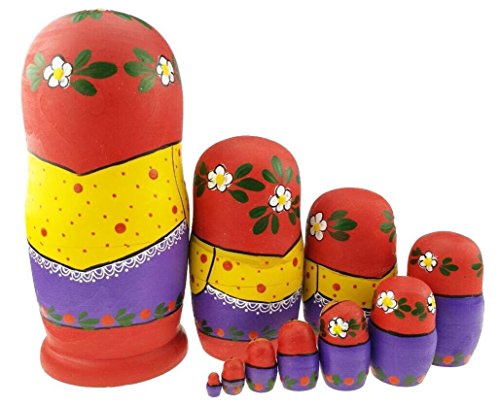 Winterworm Babuschka Puppen Matroschka Holzpuppen Handarbeit Russische Puppe 10 Teilig Bauernhof Thema