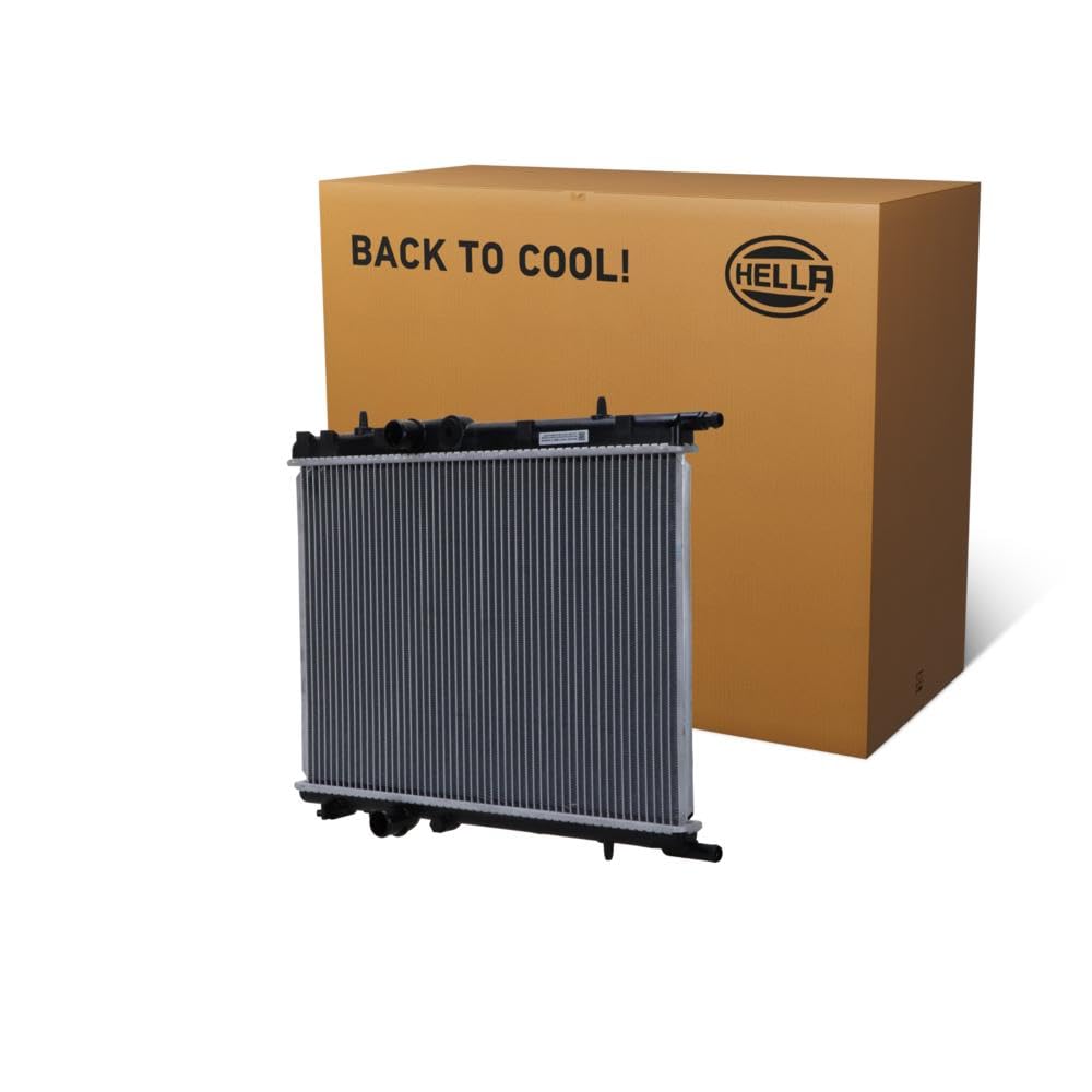 HELLA 8MK 366 302-691 Radiador, refrigeración del motor - Aletas refrigeración soldadas - Aluminio/Plástico - con juntas - sin depósito de compensación