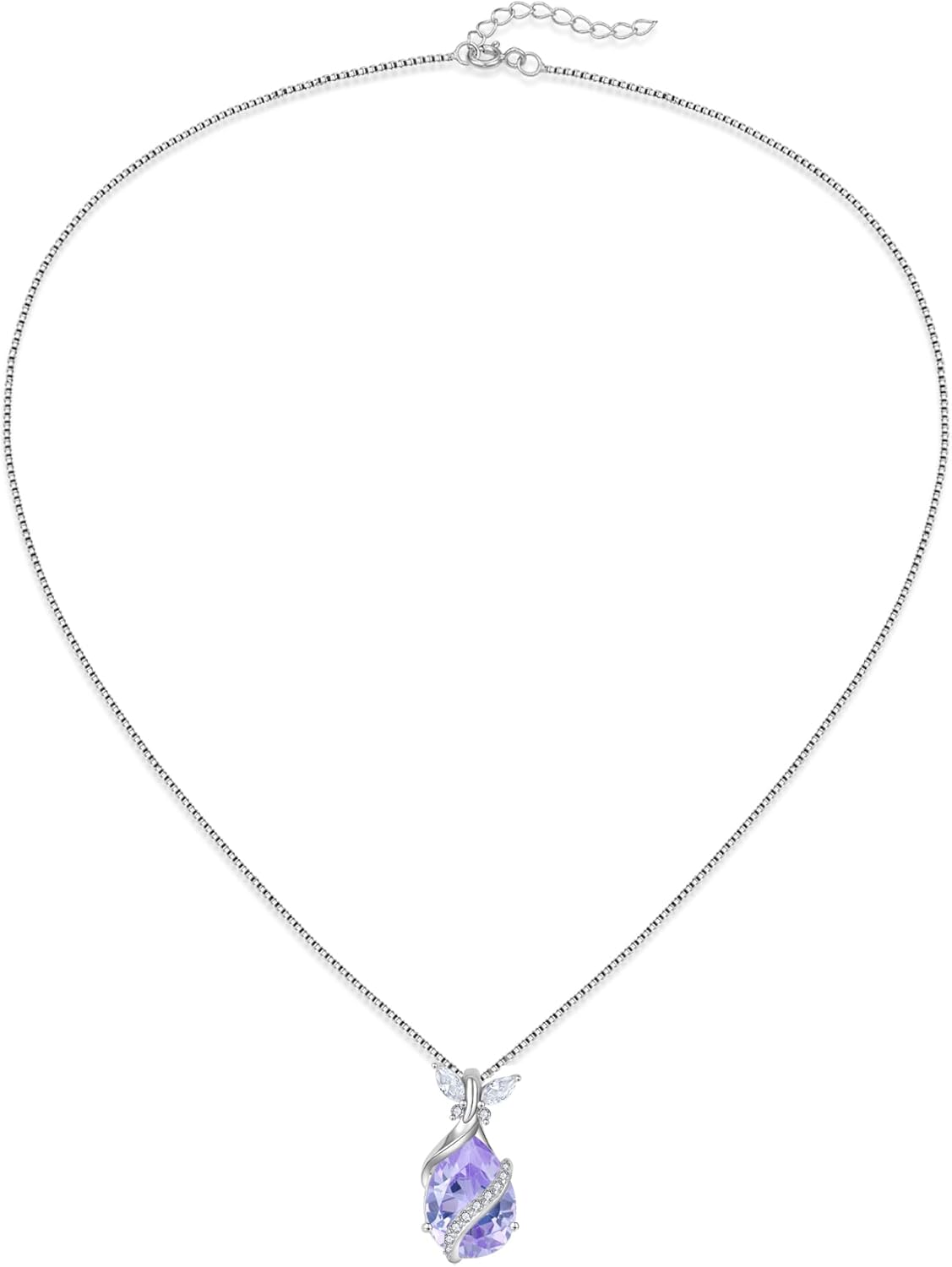Butterfly Necklace for Women 925 Sterling Silver 10 * 14 mm Pear-Shaped Birthstone Pendant Necklace Hypoallergenic Jewelry for Women - Image 7