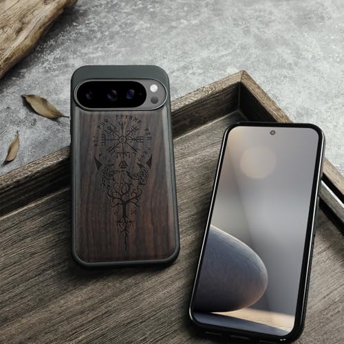 Étui compatible Magsafe Google Pixel 10 en TPU antichoc et bois véritable
