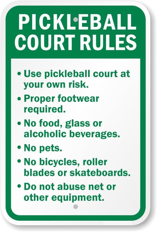 Pickleball Court Rules No Food No Pets 12"x18" Aluminum Weatherpr...