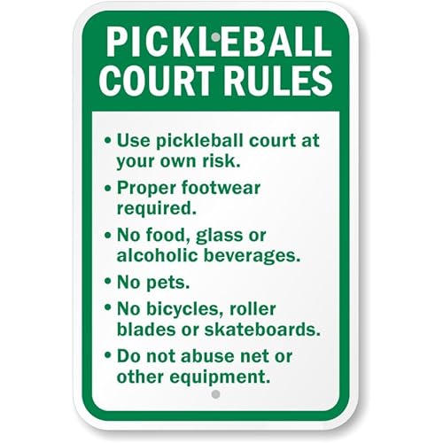 Pickleball Court Rules No Food No Pets 12"x18" Aluminum Weatherproof Sign c01208b
