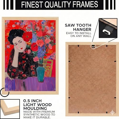 Image of BLINKART Henri Matis Aesthetic Modern Art Walls With Frame | Natural Wood Texture | Living Room Bedroom Office Wall Decoration | Poster Home Decor Frames Wall Bedroom | 12x8 Inches (D462)