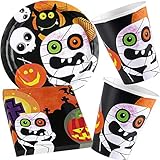 37-teiliges HALLOWEEN KIDS-Geburtstags-Set bestehend aus: 8 beschichtete Pappteller + 20 Servietten + 8 Becher + 25 Luftballons von CARPETA