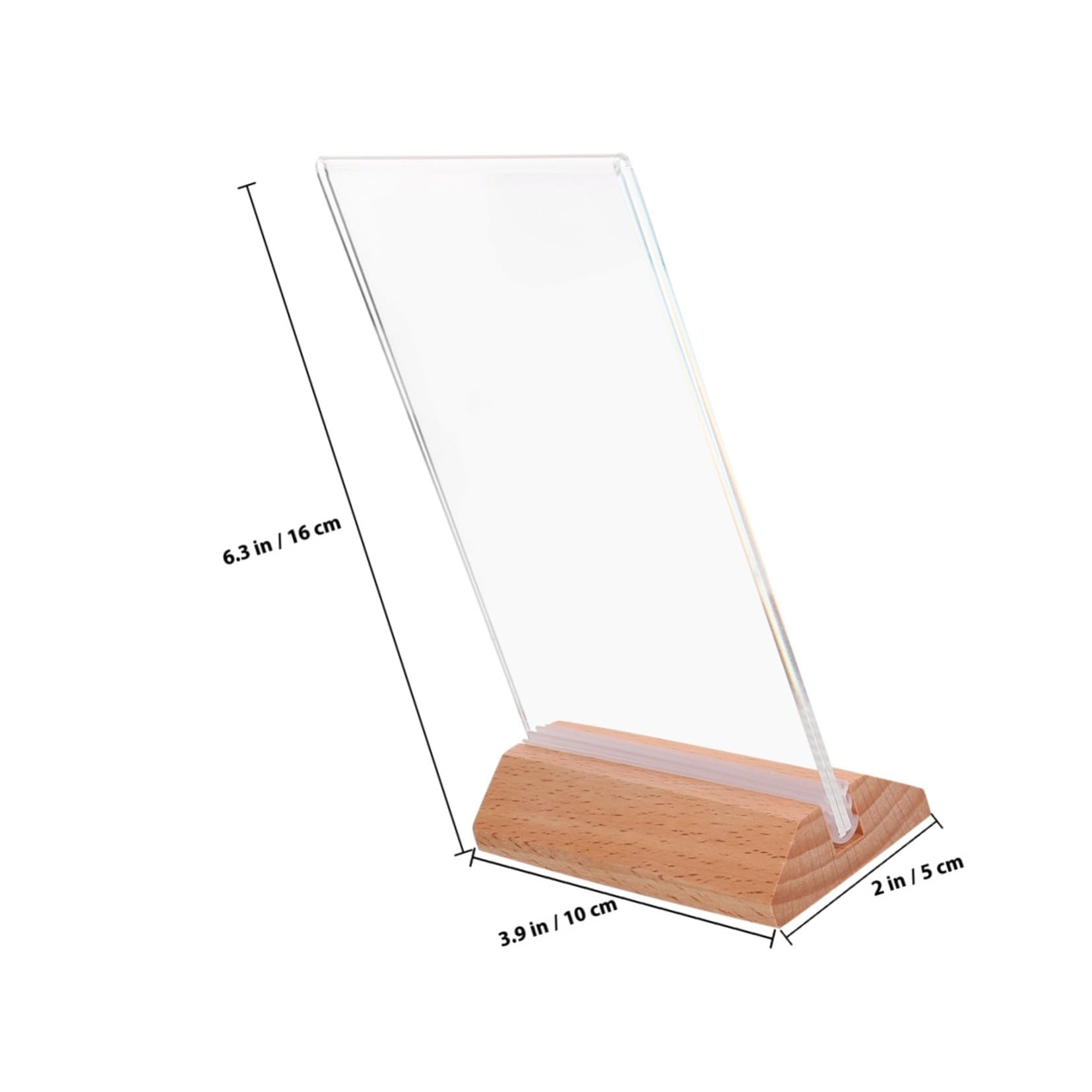 6 Stück Teiliges Klarsicht Schildhalter mit Natürlichem Holzsockel Klarer Display ständer für Poster Leichter Stabiler Tischaufsteller für Büro Restaurant Zuhause