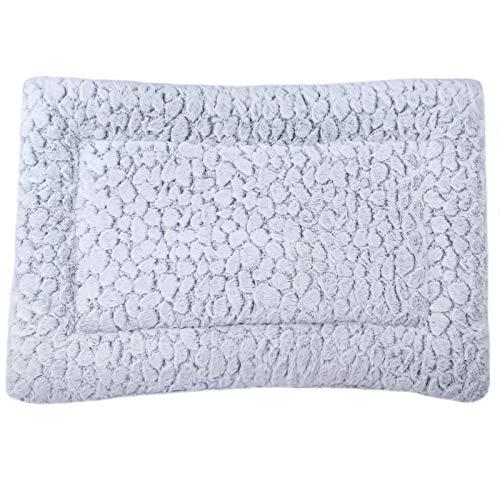 Vivaglory Large Dog Crate Pad Mat Reversible Super Soft Plush Cat Dog Bed for Crate Kennel Cage 48 x 30 Inches, Grey, Machine Washable