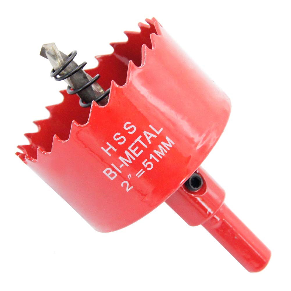 Hole Saw Drill Bit LAIWEI HSS Hole Cutter with Arbor for Wood,PVC Board and Plasterboard(2"(51mm Hole Saw)) — image 1